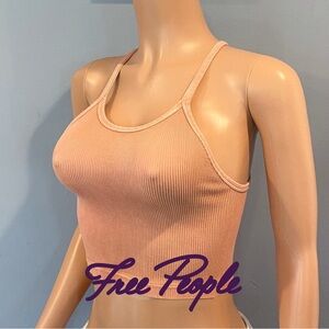 Free People Coral PINK Ribbed Crop Top